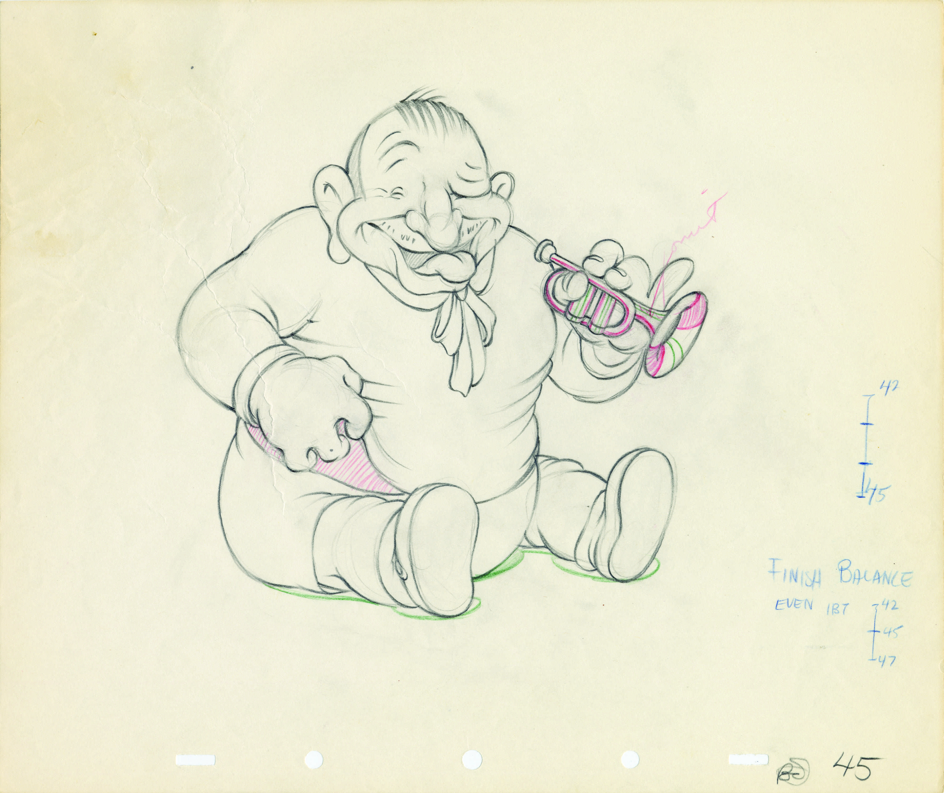 Appraisal: A Walt Disney animation drawing of Cab Calloway and Wallace