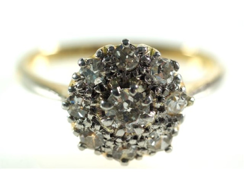 Appraisal: ct GOLD AND PLATINUM DIAMOND CLUSTER RING set with a