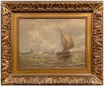 Appraisal: Maritime painting signed Wilkinson sailing vessels on a choppy sea