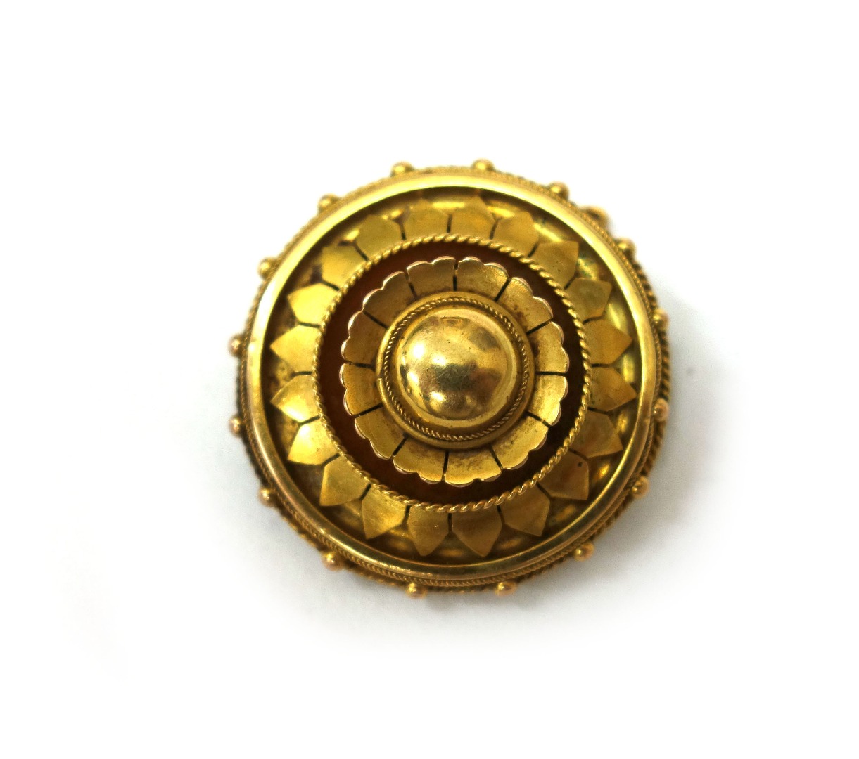 Appraisal: A mid Victorian gold round locket-back brooch in the form