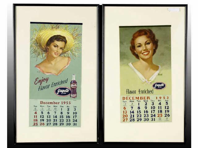 Appraisal: Lot of - s Grapette Soda Calendars Description Includes calendar