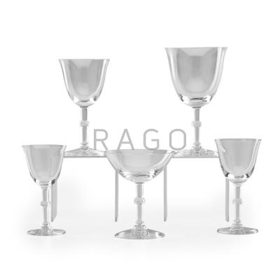 Appraisal: LALIQUE Fifty-six pieces of stemware in the st Hubert pattern