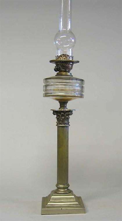 Appraisal: English Corinthian column oil lamp late th century The column