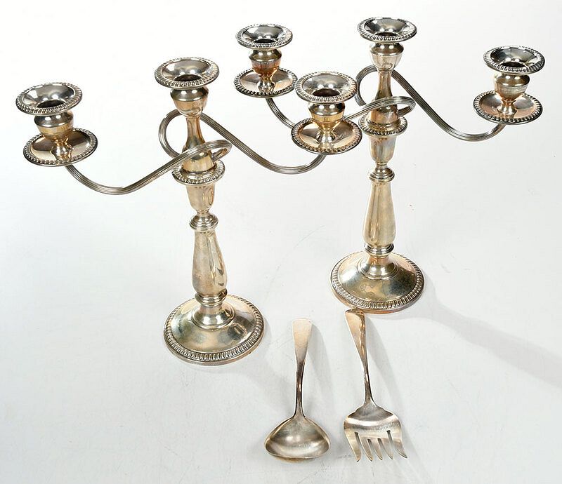 Appraisal: Four Sterling Table items American th century including pair of