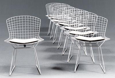 Appraisal: Eight Knoll Bertoia chairs original fabric seat pads with Knoll