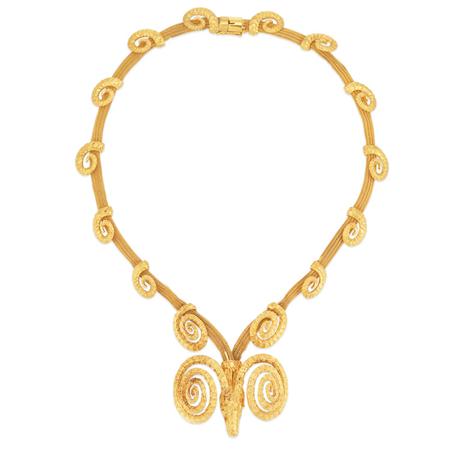 Appraisal: Gold and Ram's Head Necklace Estimate -