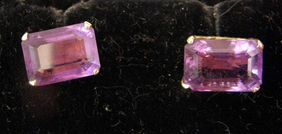 Appraisal: Pair of gold mounted amethyst earrings ct