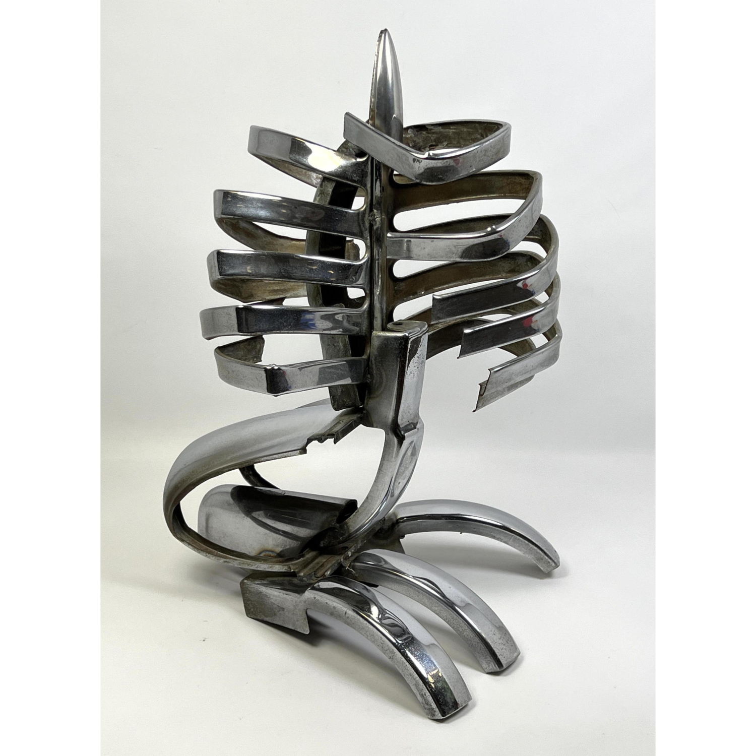 Appraisal: Modernist Chrome Abstract Sculpture Reminiscent of stylized Rib Cage Dimensions