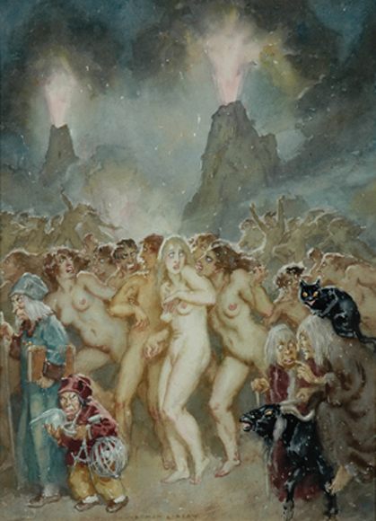 Appraisal: Norman Lindsay - Witches Carnival watercolour signed 'Norman Lindsay' lower