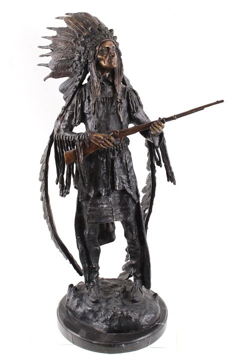 Appraisal: Carl Kauba War Indian Chief Bronze Sculpture Featured in this