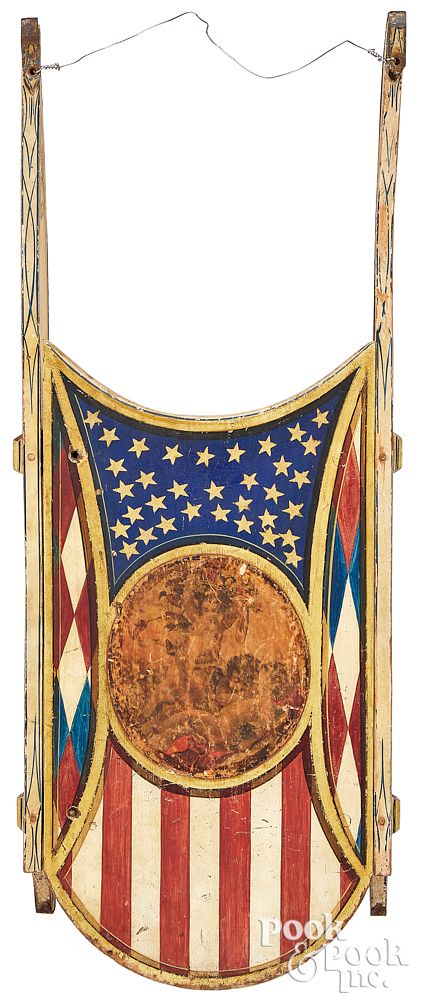 Appraisal: Painted Jennie sled with patriotic motifs Painted Jennie sled with