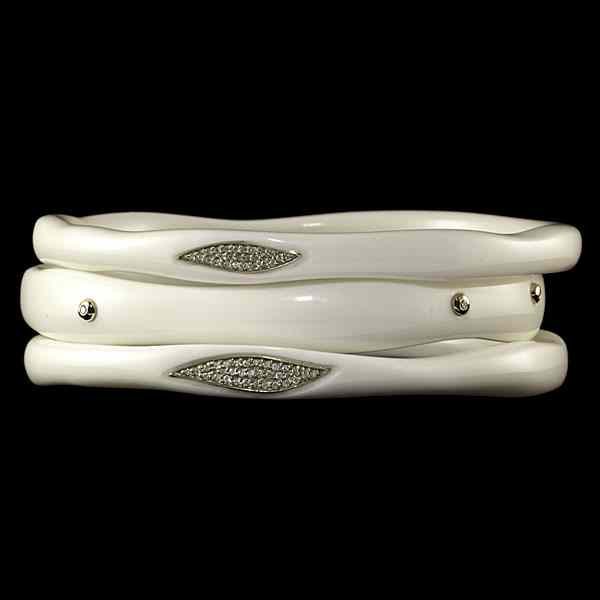 Appraisal: Ippolita k Ivory Resin and Diamond Bangles Three Ippolita ivory