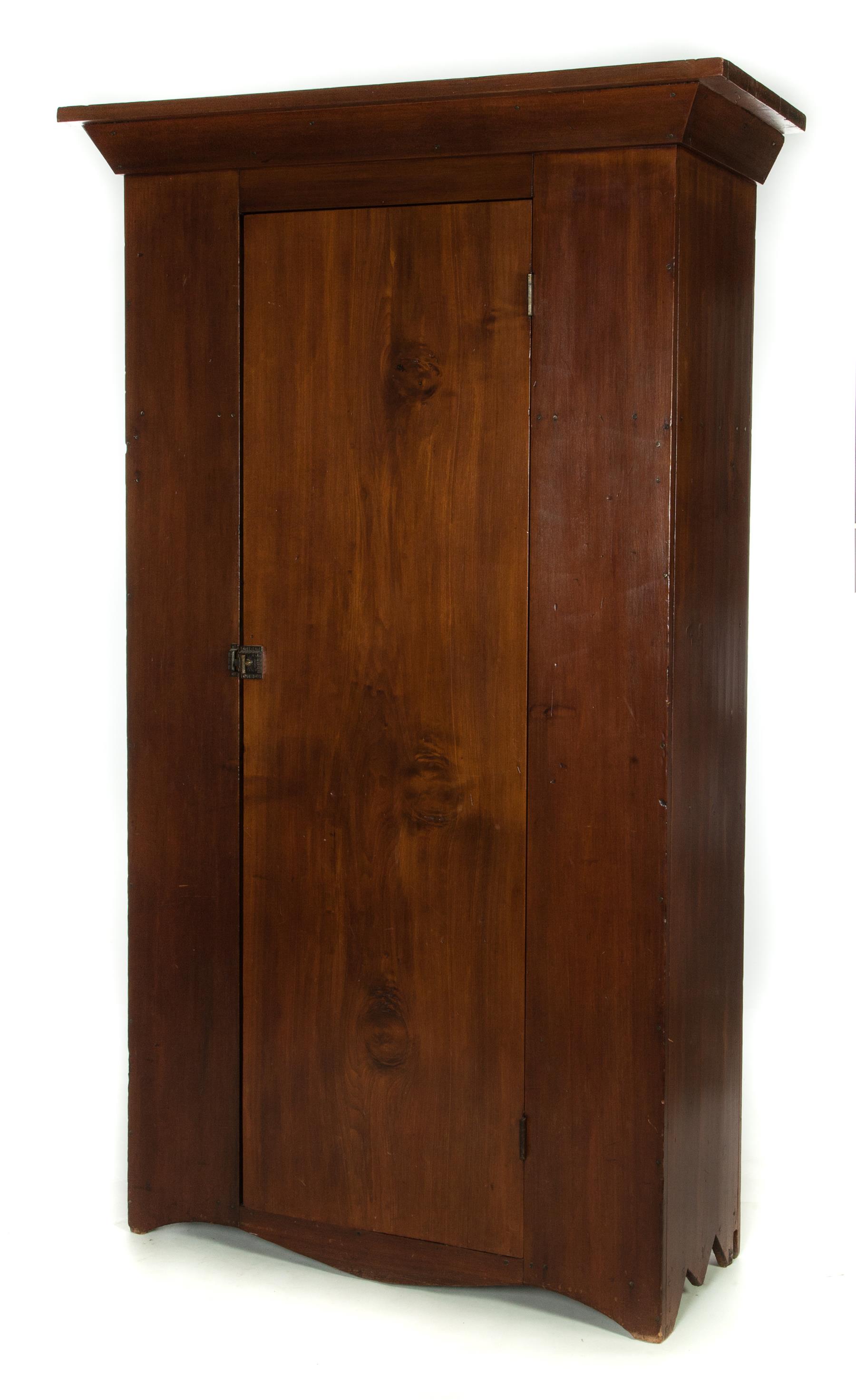 Appraisal: SINGLE-DOOR FLAT WALL CUPBOARD American nd half- th century pine