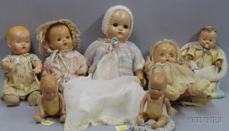 Appraisal: Seven Composition Baby Dolls s- s by various makers two