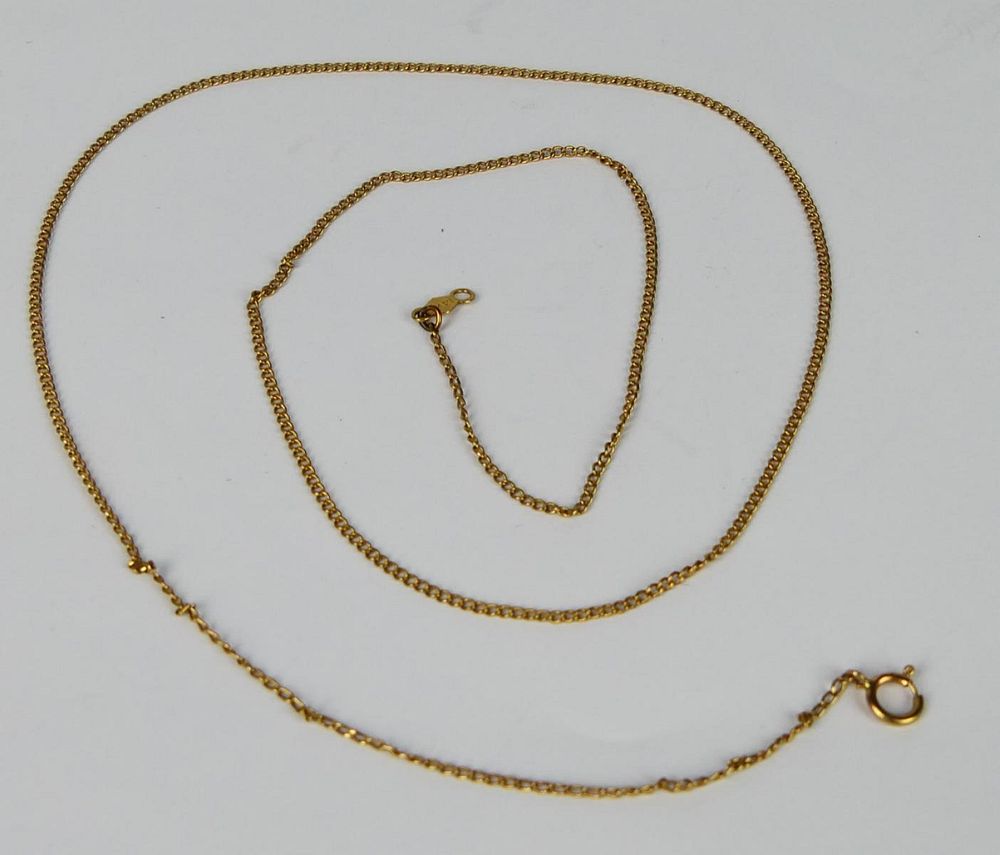 Appraisal: KT YELLOW GOLD LONG THIN NECKLACE CHAIN Long with total