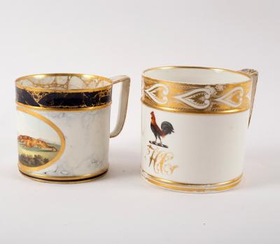 Appraisal: A Derby porter mug circa with painted crest and initials