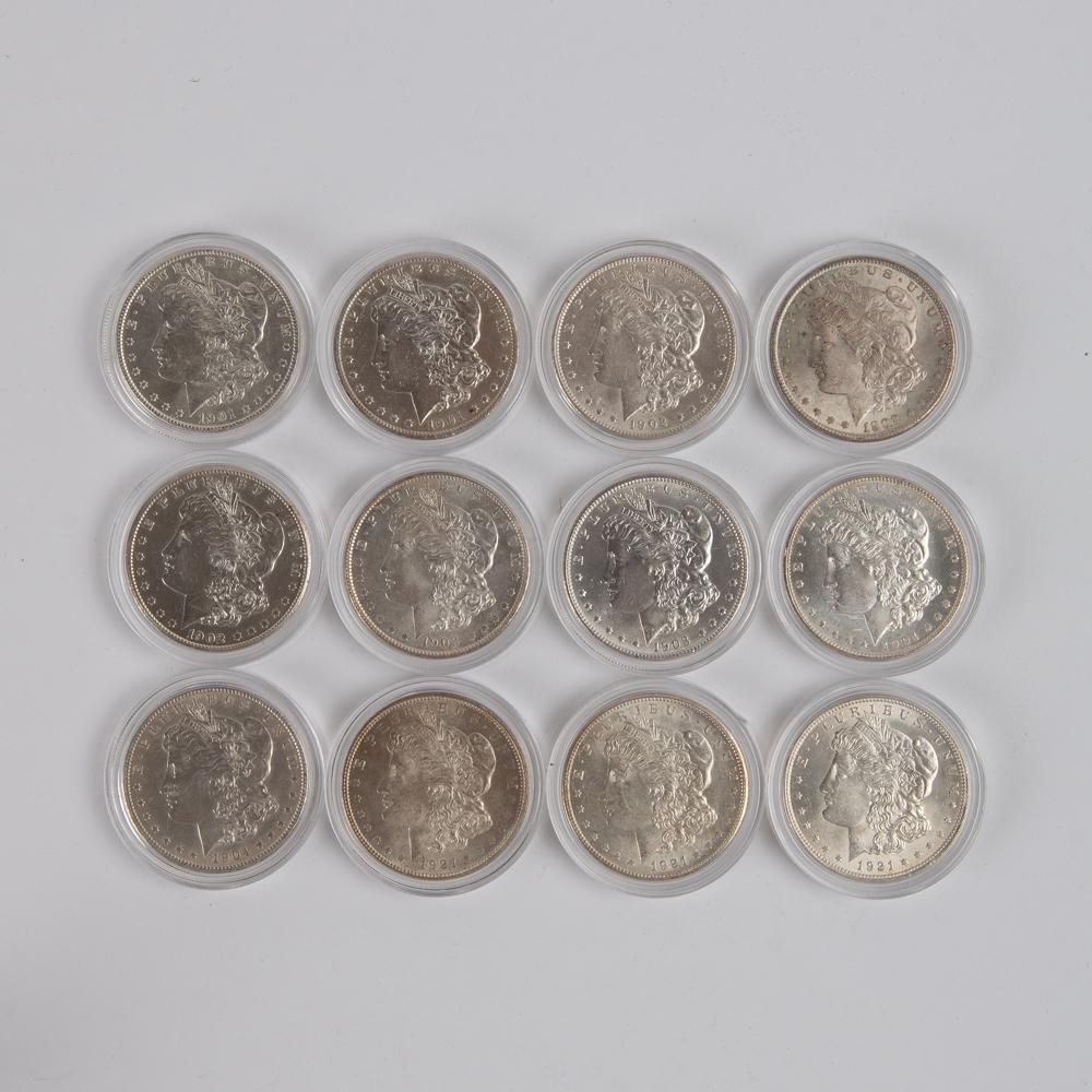 Appraisal: MORGAN SILVER DOLLARS - A lot of Morgan silver dollars