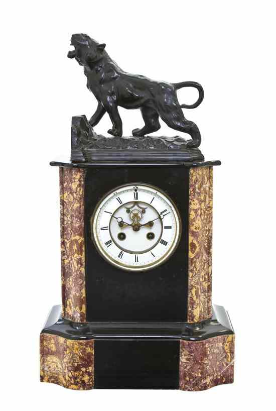 Appraisal: A Continental Slate Marble and Bronze Mantel Clock surmounted with