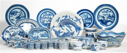 Appraisal: Chinese and Japanese blue and white export porcelain tablewares th