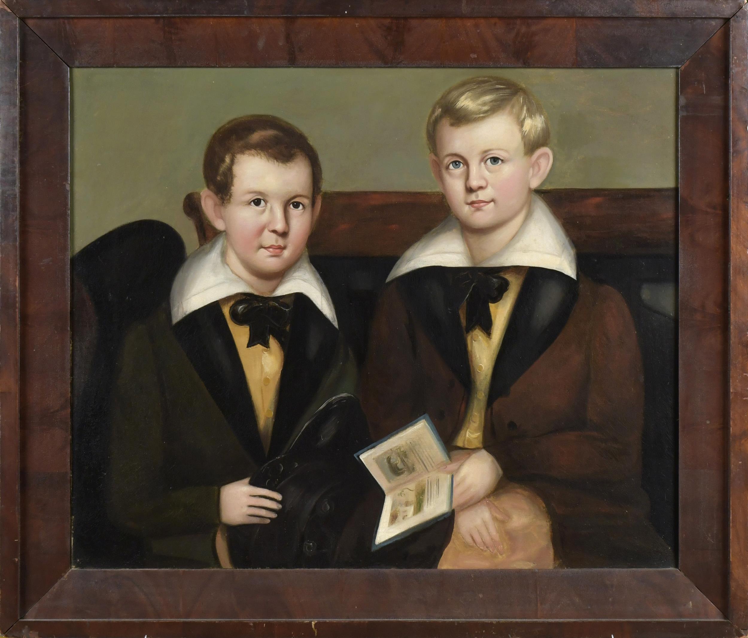 Appraisal: TH C OIL ON CANVAS PORTRAIT OF TWO BOYS Ca