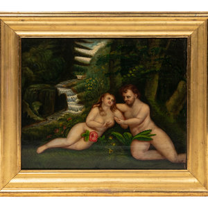 Appraisal: Continental School th Century Adam and Eve oil on panel