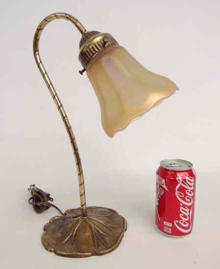 Appraisal: Desk lamp with Carnival glass shade '' Ht