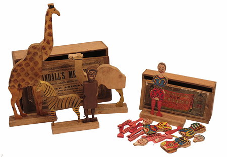 Appraisal: A TH CENTURY WOODEN TOY the pieces with coloured lithographed