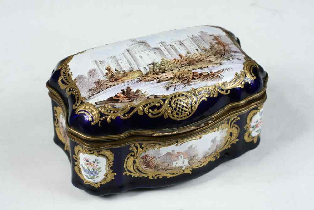 Appraisal: TH C FRENCH TRINKET BOX - Lovely Enameled Brass Trinket