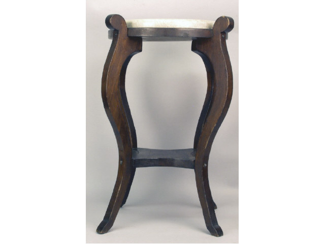 Appraisal: Mahogany four leg marble top plant stand Estimate -