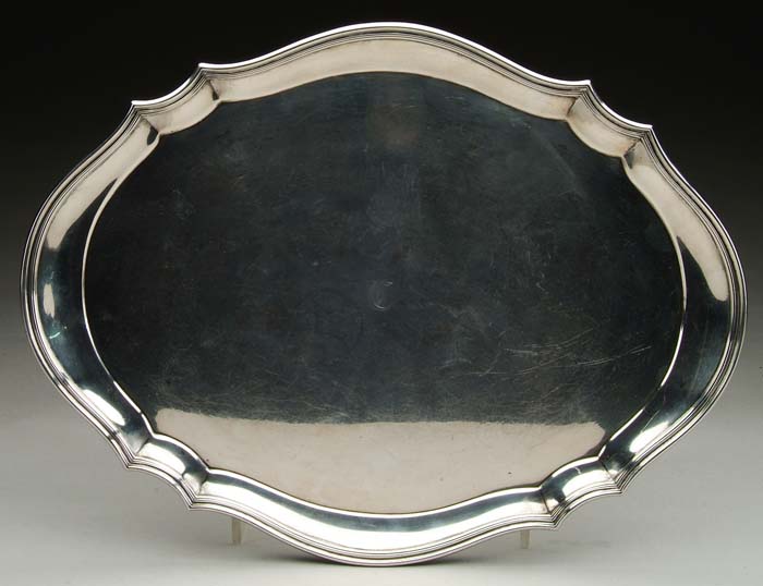 Appraisal: TIFFANY STERLING SERVING TRAY Chippendale type pattern in oval form