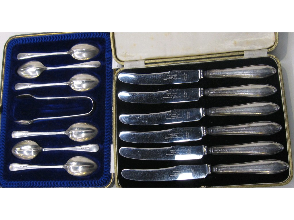 Appraisal: Lot comprising cased silver spoon and tongs and a cased