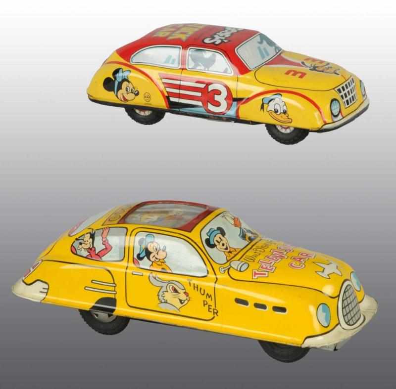 Appraisal: Lot of Tin Linemar Disney Character Car Toys Description Japanese