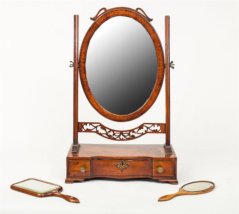 Appraisal: George III Style Mahogany Dressing Table Mirror With base drawer