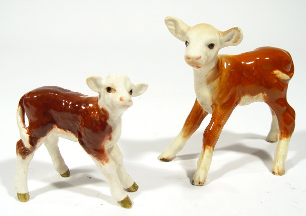 Appraisal: Two Beswick Hereford calves with hand painted decoration factory marks