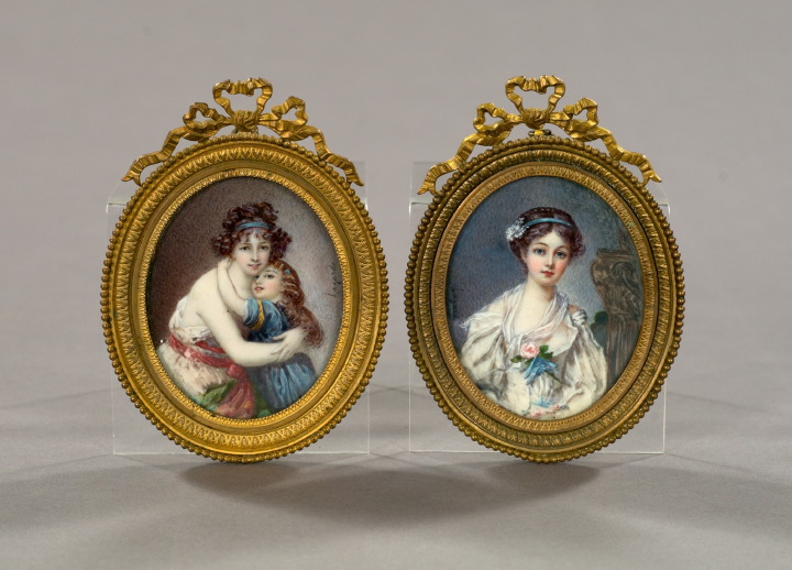 Appraisal: Attractive Pair of French Oval Miniatures fourth quarter th century