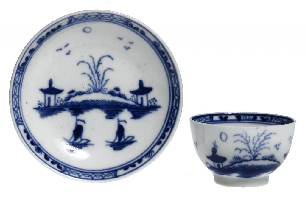 Appraisal: A CAUGHLEY MINIATURE TEA BOWL AND SAUCER painted in underglaze