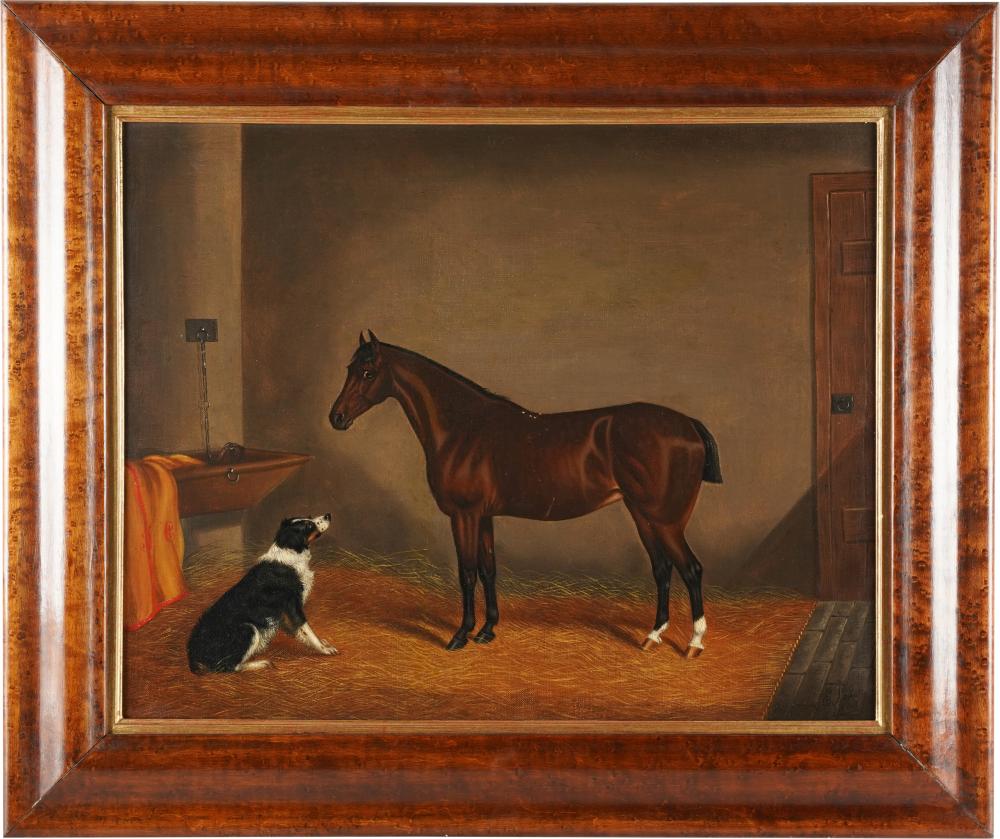 Appraisal: EDWIN LODER - HORSE DOG oil on canvas signed and