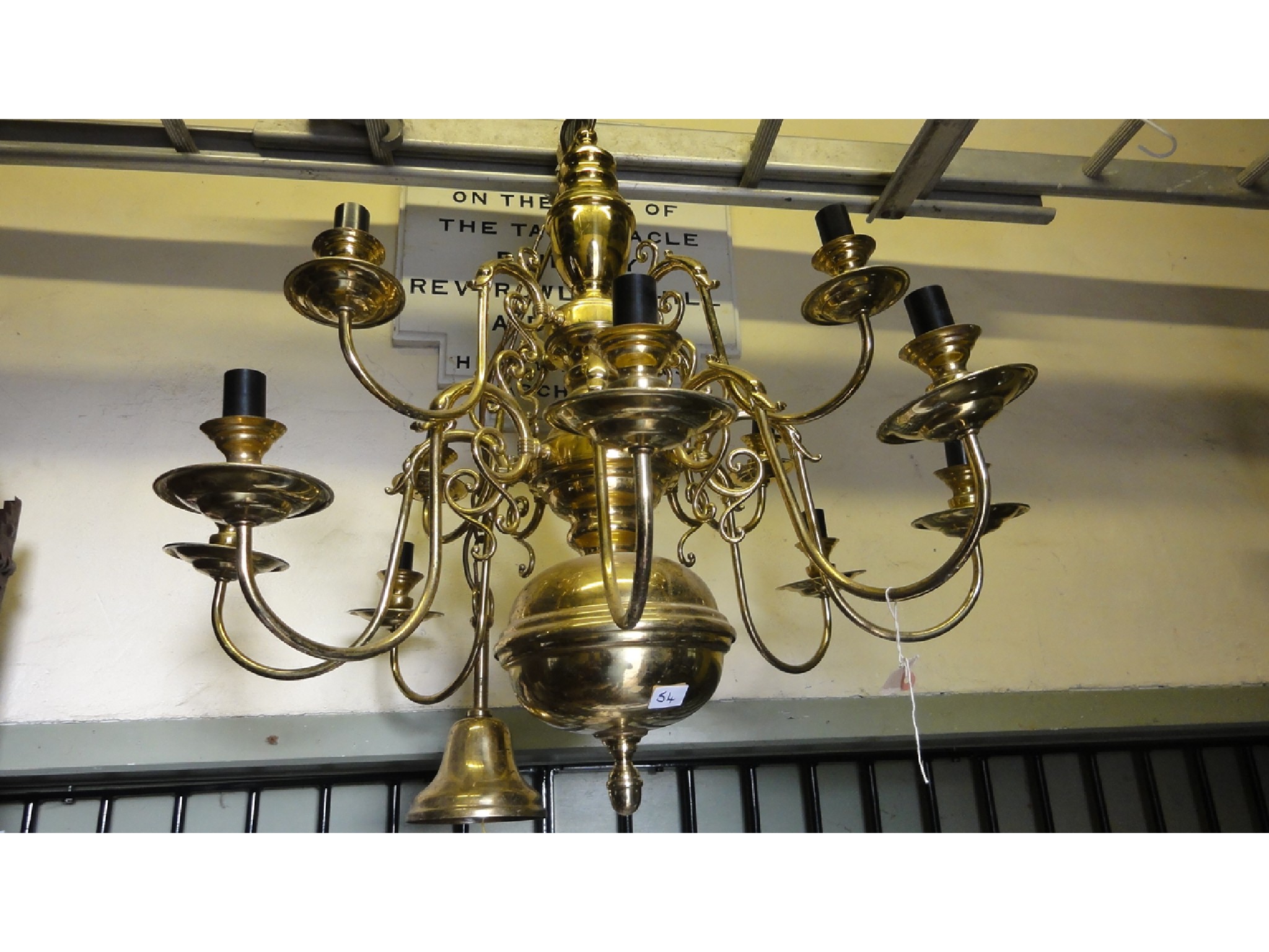 Appraisal: A heavy Dutch hollow cast brass electrolier the baluster and