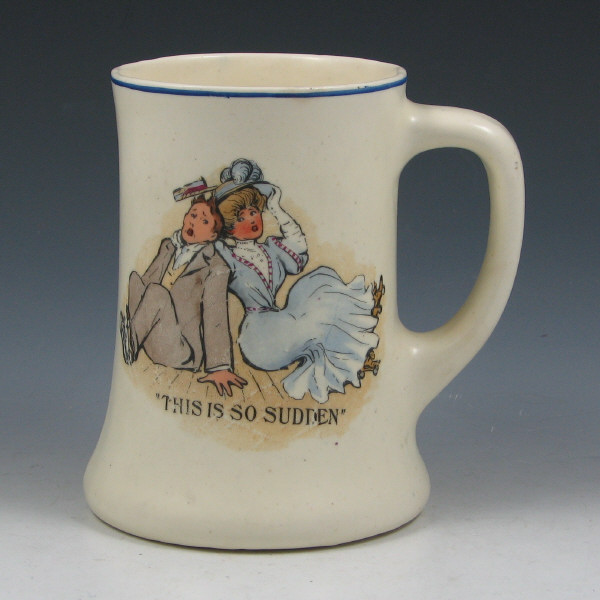 Appraisal: Roseville Decorated Creamware stein with uncommon novelty applique of a