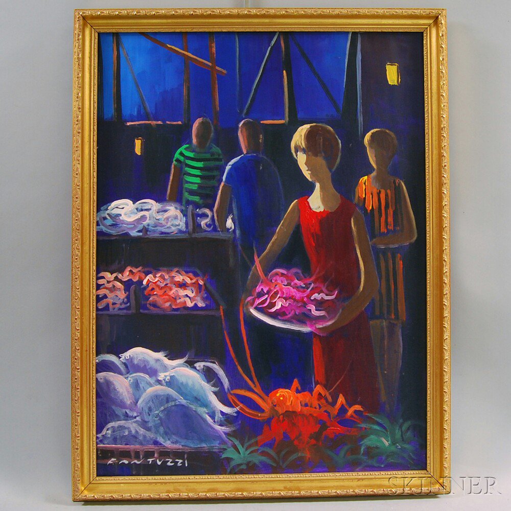 Appraisal: Eliano Fantuzzi Italian - The Seafood Market Signed FANTUZZI l