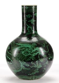 Appraisal: Chinese Famille Noire Porcelain Dragon Vase A Chinese famille noire