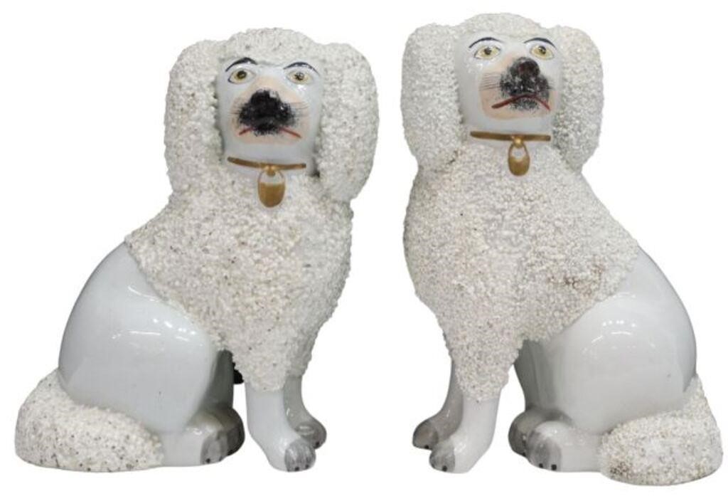 Appraisal: pair English Staffordshire mantel dogs th c in seated pose