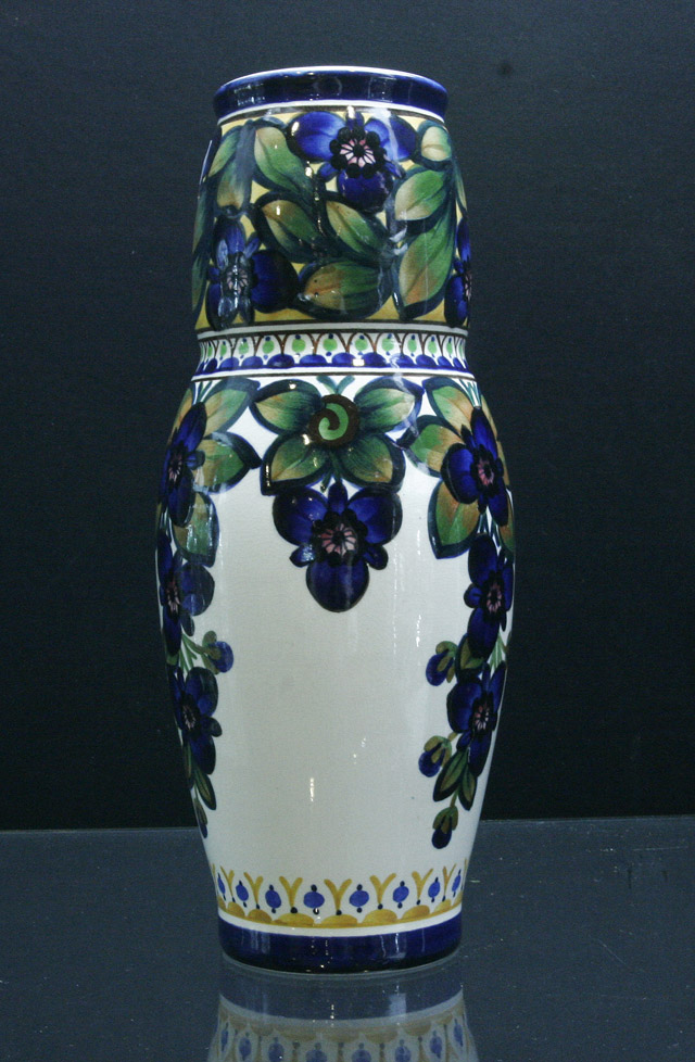 Appraisal: A Copenhagen ceramic double waisted vase with floral leaf decoration