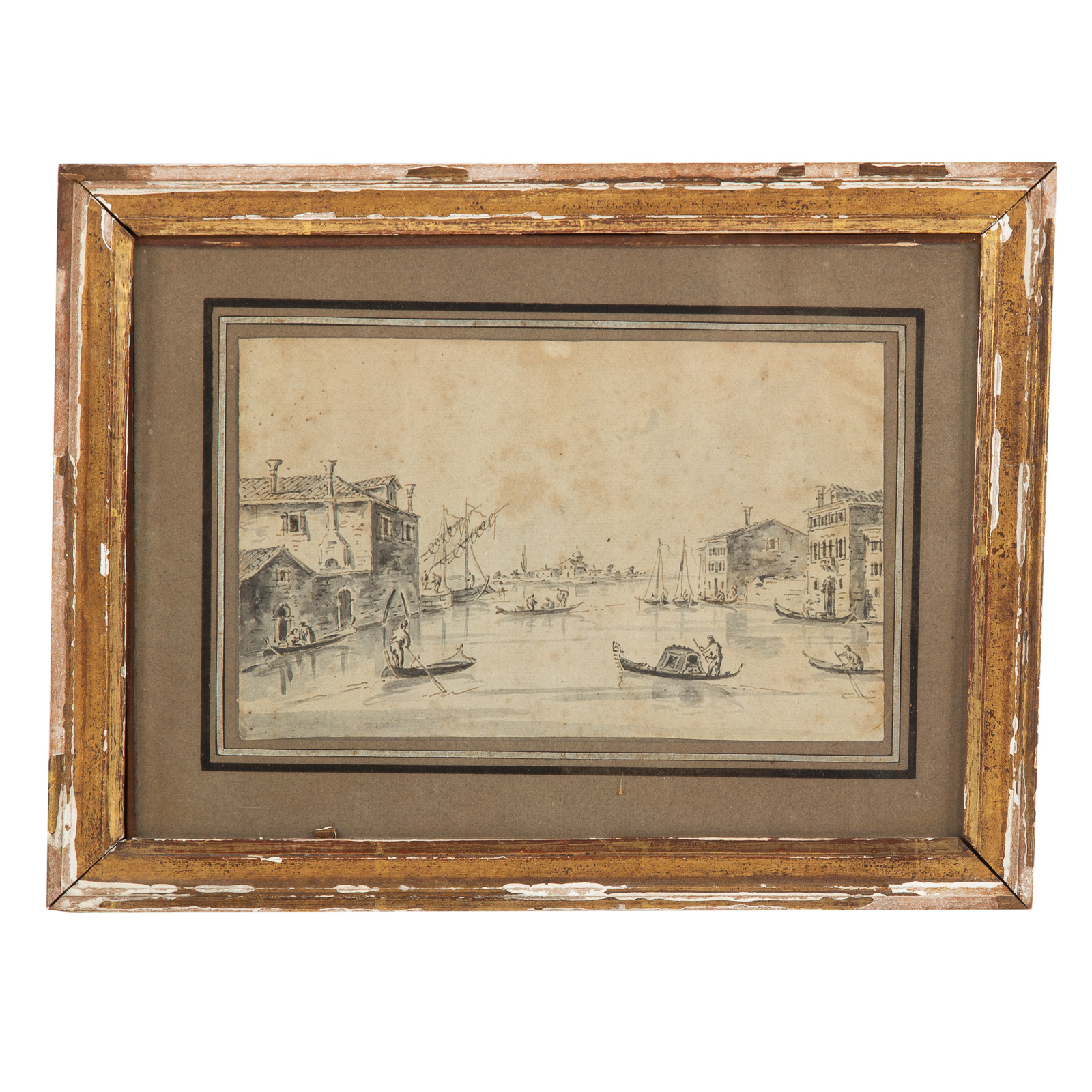 Appraisal: FRANCESO GUARDI VENETIAN CANAL SCENE PEN Italian - Pen and