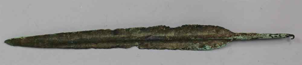 Appraisal: ANCIENT NEAR EASTERN PATINATED METAL SPEAR HEAD Provenance Estate of