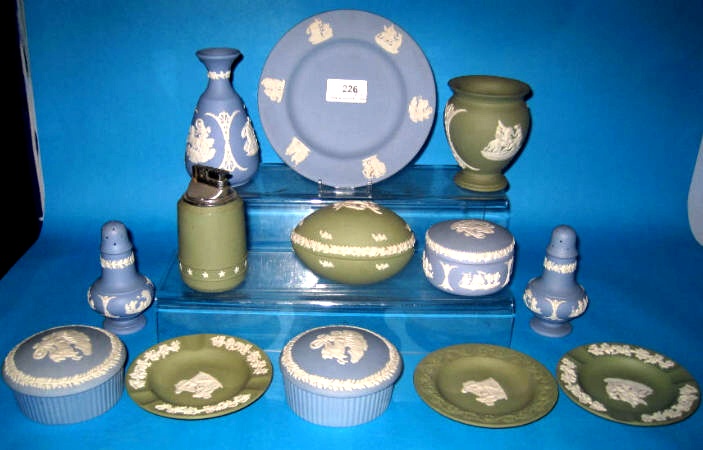 Appraisal: Collection of Wedgwood Blue and Green Jasper ware comrising Lighter