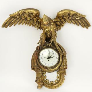 Appraisal: th Century Continental Carved Gilt Wood Eagle Wall Clock Pendant