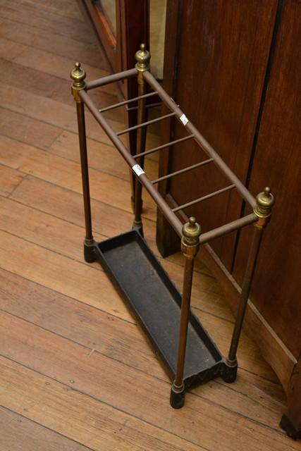 Appraisal: WROUGHT IRON AND BRASS UMBRELLA STAND WROUGHT IRON AND BRASS