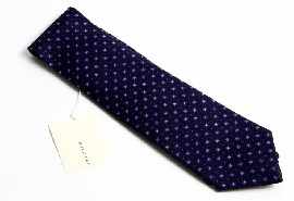 Appraisal: Bulgari dark blue patterned seven-folds tie in fine saglione silk