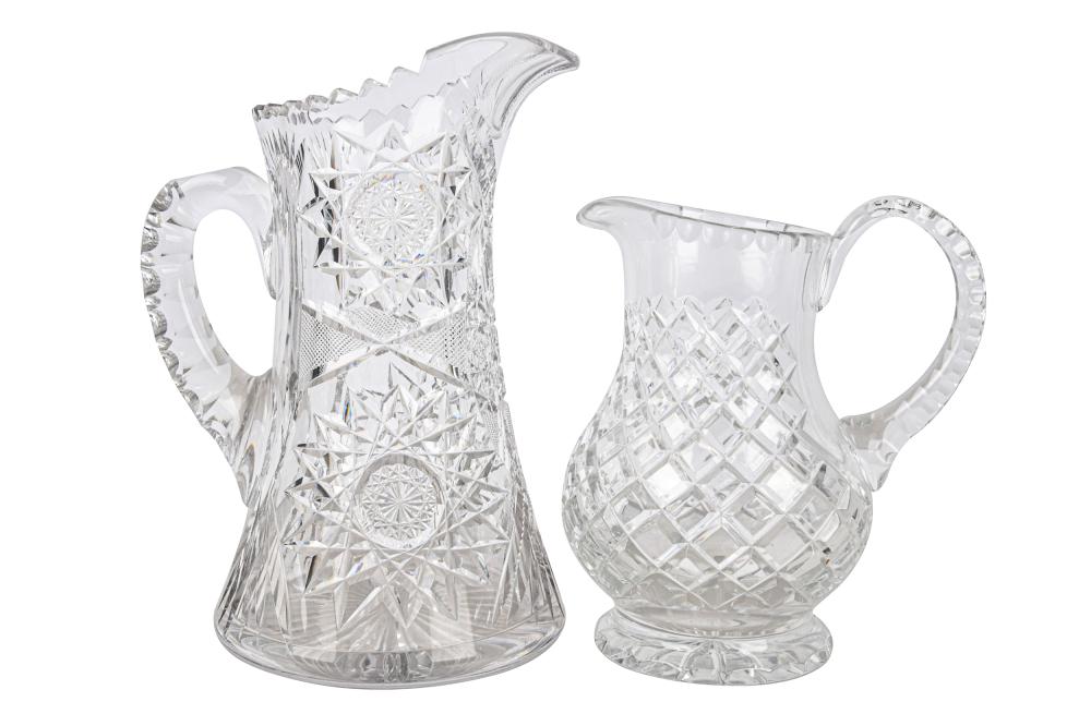 Appraisal: TWO GLASS PITCHERScomprising a cut glass and a molded glass